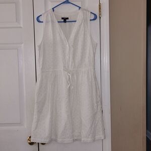 Gap Factory white eyelet summer beach wedding  party  dress Sz S